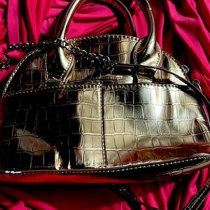 Gold leather bag, zara brand, good condition, one time wear, fun to wear.